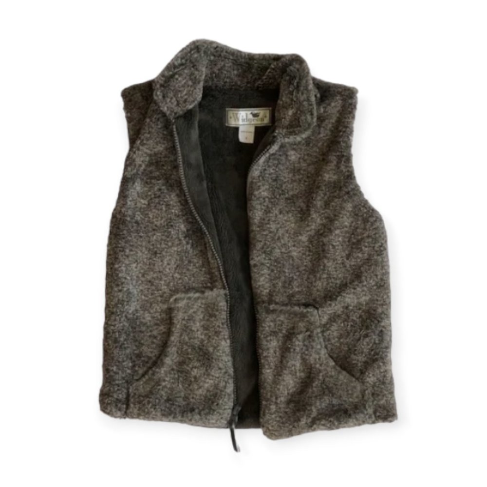 Widgeon Super Soft Faux Fur Brown Vest Cropped Full Zip Pockets Women's Small